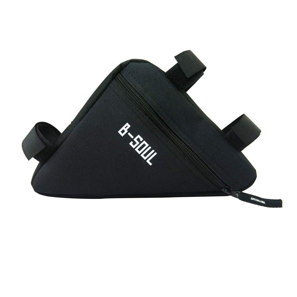 Bolsa de tubo frontal para bicicleta de montaña, bolsa de almacenamiento con rayas reflectantes, negro