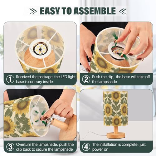 Lámpara de mesa de noche verde oliva con puerto USB miniatura 4