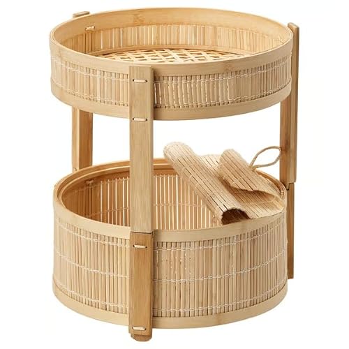 Bamboo Vegetable Baskets for Counter – Set of 2 Stackable