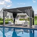 Polar Aurora 10'x12' Louvered Pergola with Curtains & Netting Gray