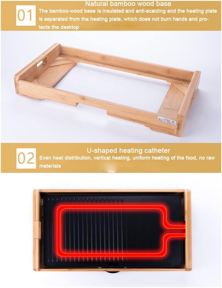 hot Pot Healthy Not Sticky Electric Bakeware Intelligent Constant Temperature Barbecue Machine Shabu Grilling Split Integrated stockpots (Color : Not Detachable)
