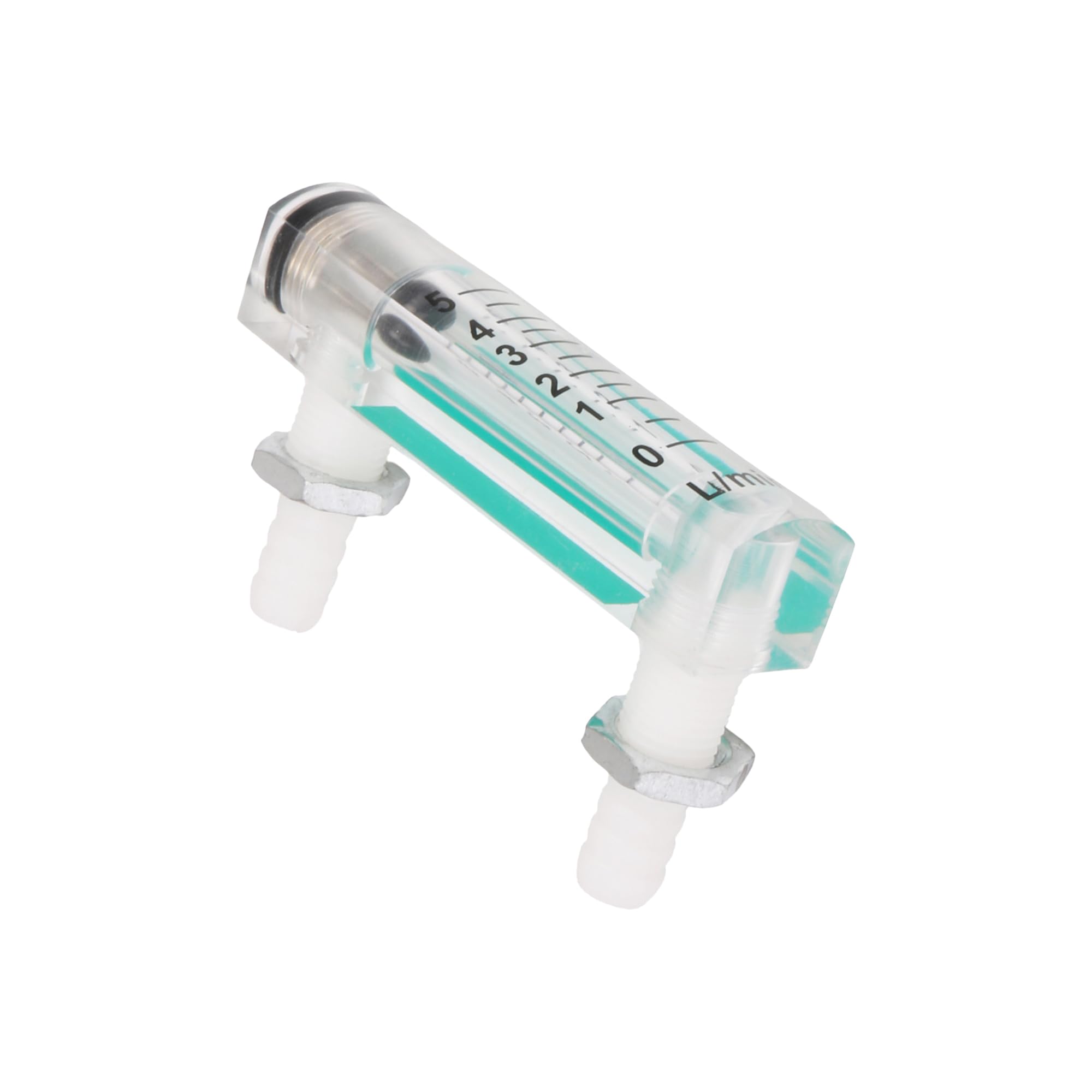 CNBTR Acylic Flowmeter LZQ-1 Air Flow Rate Gauge 0-5LPM with Control Valve Pack of 2, White & Silver & Green - Image 2
