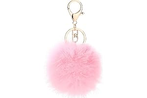 Chic and Cozy: Our Adorable Key Chain Puff Ball of Genuine Rabbit Fur