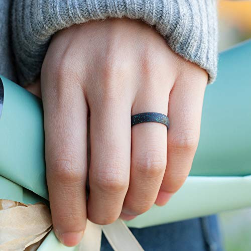 ThunderFit Silicone Wedding Bands for Women, Breathable Eternity and Patterned Design 8 Mixed Rubber Engagement Rings3