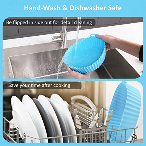 2-Pack Air Fryer Silicone Liners, 8 Inch Air Fryer Silicone Pots, Reusable Silicone Air Fryer Liner, Food Safe Silicone Air Fryer Basket, Air Fryer Accessories Fit 3-5 Qt Air Fryer #TOP4