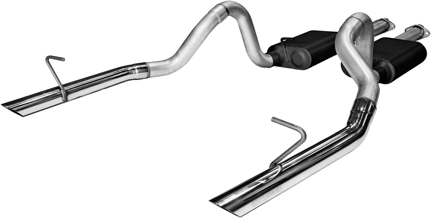 Flowmaster 17213 American Thunder Cat-Back Exhaust Kit 2.5 Inch Aluminized Steel Polished 304 Stainless Steel Tips Compatible with 1987-1993 Ford Mustang LX 5.0 and 1986 Mustang GT