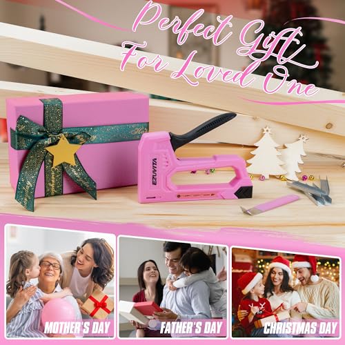 EZUVITA Light Duty Staple Gun for Wood, Pink Upholstery Staple Gun Kit with 2000pcs JT21 Staples 6mm, 8mm, 10mm and Staple Remover, Stapler Gun for Crafts, DIY, Classroom, Decoration 6 EZUVITA Light Duty Staple Gun for Wood, Pink Upholstery Staple Gun Kit with 2000pcs JT21 Staples 6mm, 8mm, 10mm and Staple Remover, Stapler Gun for Crafts, DIY, Classroom, Decoration - Image 6