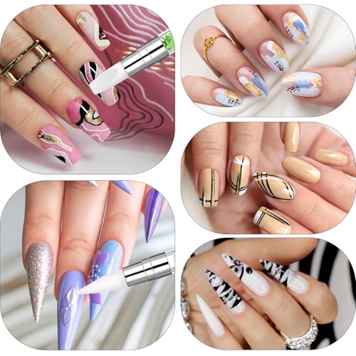 Yuanchu 8 Stück Silikon Nagel Pinsel, Gel Schnitzen Pinsel Silikon Tool Nägel Silikonpinsel Nägel Doppel Köpfe DIY Maniküre Werkzeug für Formen Zeichnen Schnitzen Nagelfolie