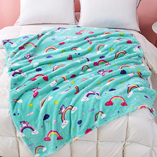 Mermaker Rainbow Throw Blanket For Girls And Boys, 380 Gsm Cute Rainbow Blanket For Girls, Rainbow Kids Throw Blanket For Toddlers, Fluffy Cozy Rainbow Fleece Blanket For Couch And Bed (50X60 Inches) #TOP6