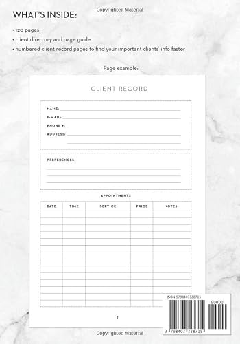 Client Organizer Book: Customer Record and Appointment Tracker for Hair Stylist or Esthetician (Beauty Client Records) - Thumbnail 2
