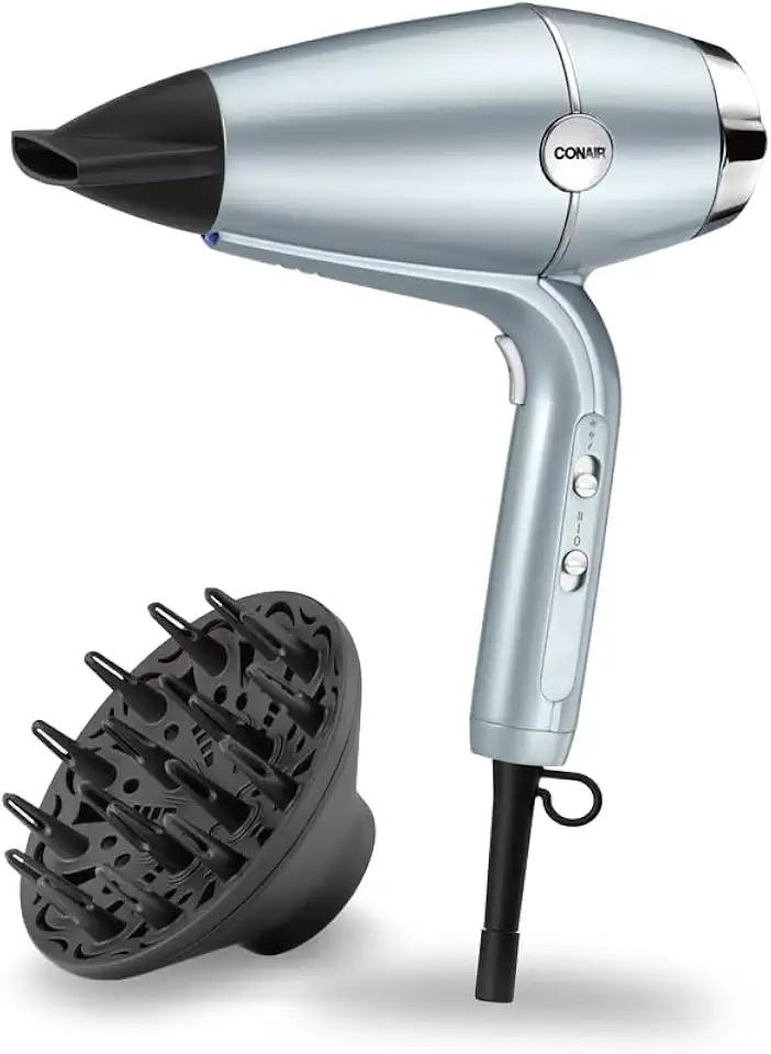 Secador de Cabelo Conair Hydro-Fusion com Difusor, 2 Velocidades, 2 Temperaturas 1875W Prateado 127V