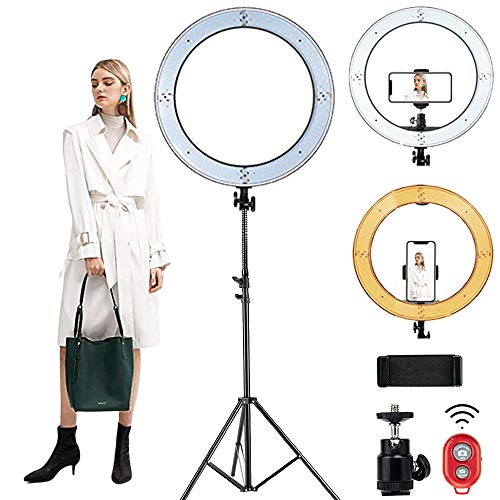 MOUNTDOG 18’’ Ring Light with 79’’ Light Stand, Bluetooth Dimmable LED Ring Light