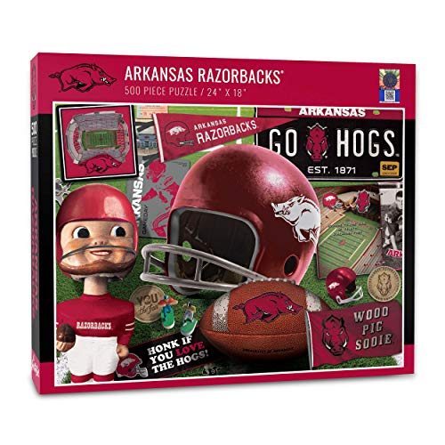 Image of YouTheFan NCAA Arkansas Razorbacks Retro Series Puzzle - 500 Pieces, Team Colors, Large