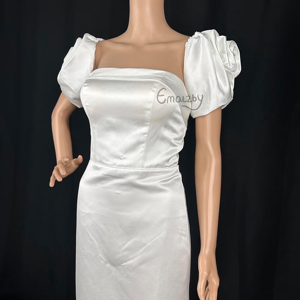 Satin Bridal Detachable Cap Sleeves, White rose sleeves.8inches ivory dress sleeves for wedding,party,Opera