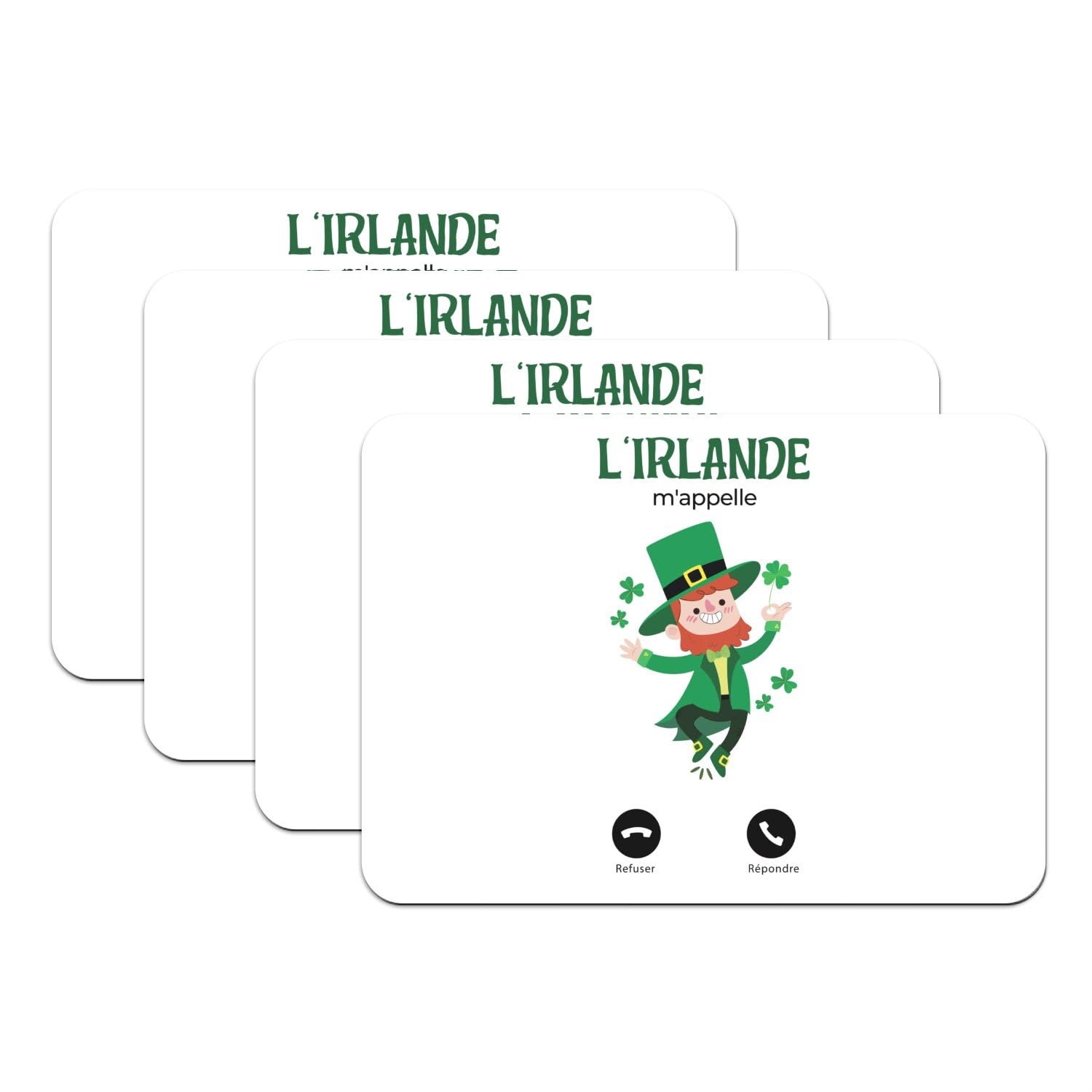 Dessous en caoutchouc antidérapants : lot de 4 grands sets de table trèfle blanc lavables