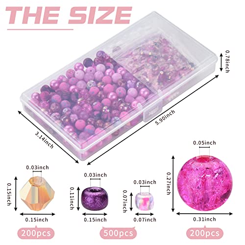 Image of Rired 27 8mm Round Glass Beads Kit, Craft Beads for Bracelet Making, Hot Pink Color with 4mm Bicone Crystal Beads, 2-4mm Spacer Seed Beads for Jewelry Making, Necklace, Phone Charms, DIY Earrings