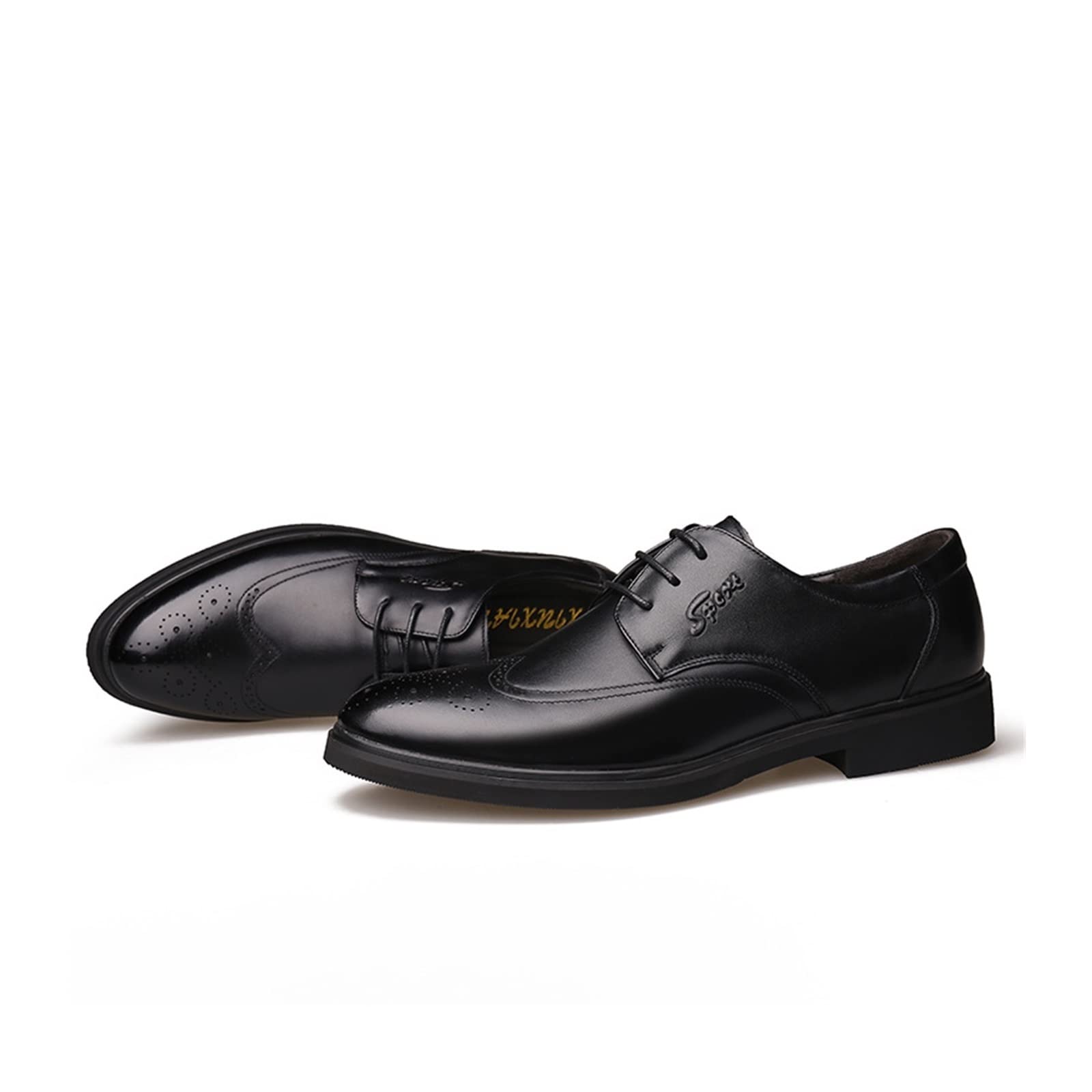 CARZE Obuwie męskie Brytyjskie buty biznesowe Formalne skórzane buty Broquechamp Men's Shoes buty męskie(Black,43)