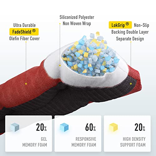 Sunrox Lokgrip Non Slip Tufted Memory Foam Bench Cushion, Fadeshield Water Resistant Durable Thicken Outdoor/Indoor Bench Seat Pads 54X16X4 Inch, Burgundy #TOP1