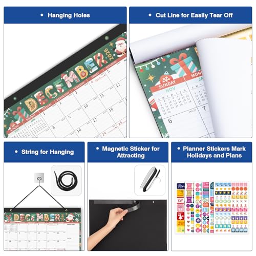 Image of Ospelelf 2026-2027 Calendar Magnetic Desk Wall Desktop Monthly Planner Use July 2026 to December 2027 Large To Do Pad with Plastic Cover for Office 17 inch X 12 inch Season