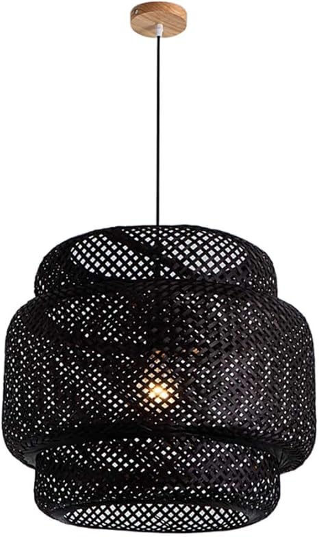 SHUANGZ Nordic Bamboe Kroonluchter Plafondlamp Rieten Geweven Mand Hangende Verlichtingsarmaturen Decoratieve Plafondhanglamp Retro Japanse Rieten Lampenkap Pastorale Slaapkamer Eetkamer Lampen