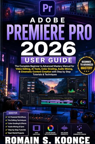 ADOBE PREMIERE PRO 2026 USER GUIDE: The Complete Beginner to Advanced Mastery Manual for Video Editing, AI Tools Color Grading, Audio Mixing, & Cinematic Content Creation with Step by Step Tutorials