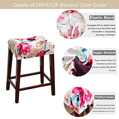 Crfatop 4 Pieces Printed Rectangle Bar Stool Cover Chair Seat Slipcovers Stretch Stool Upholstered Slipcover Protector Backless Chair Cover For Square Stool Without Backrest,06 #TOP4