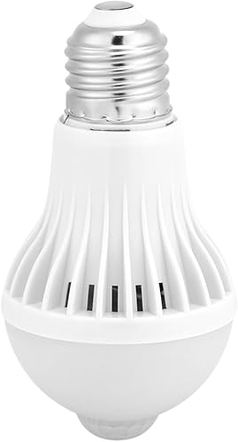 Keenso Bombilla con sensor de movimiento E27 de 7 W, bombillas LED PIR con sensor infrarrojo inteligente, luz nocturna de encendido/apagado