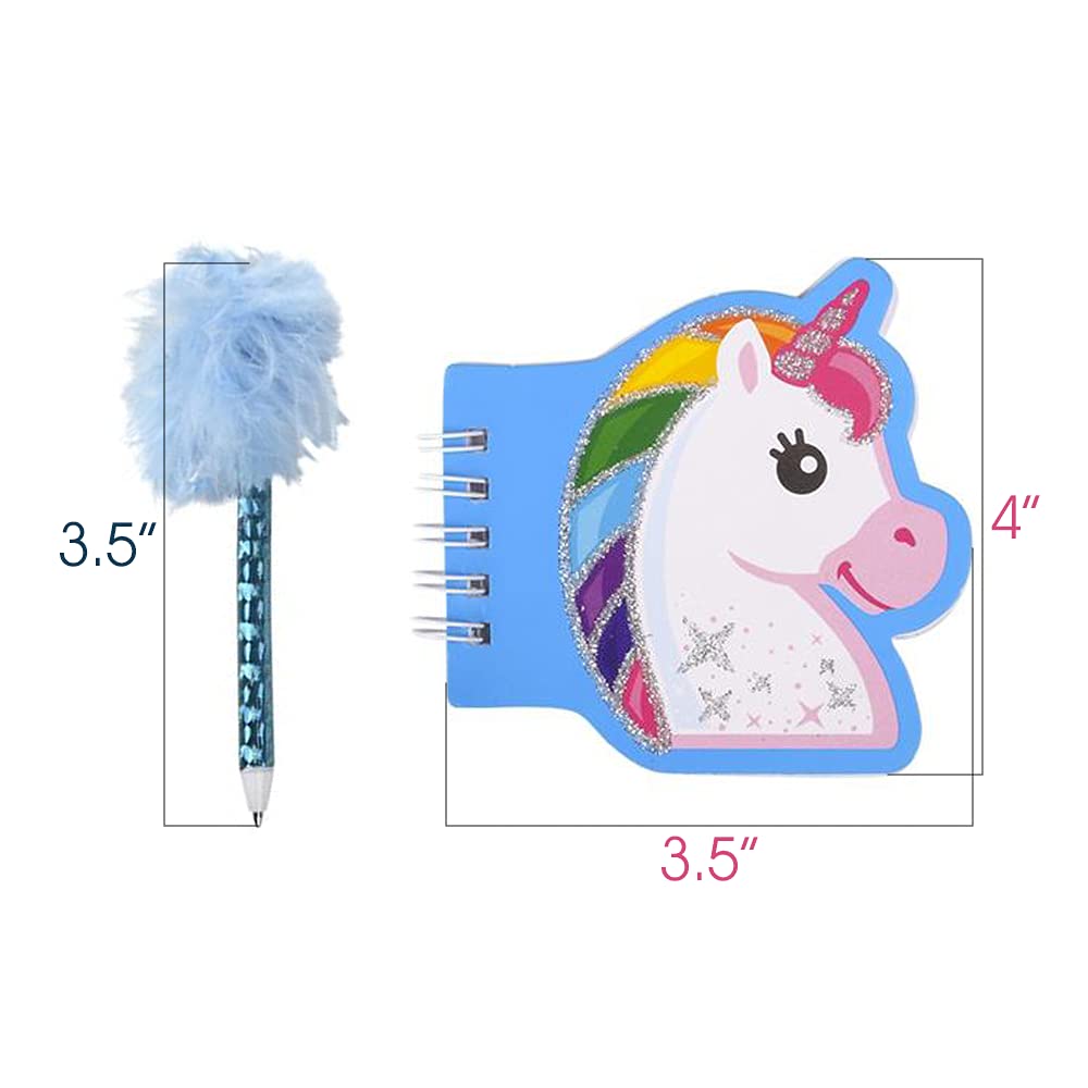 ArtCreativity Unicorn Notebook and Pen Set for Kids, Set of 12, Feather-Tipped Pen and Small Glittery Note Pad with Loop Pen Holder Per Set, Fun Stationery Party Favors, Goodie Bag Fillers, Teacher Re      Toy