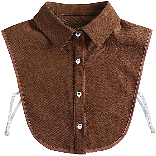 LoudSung Cuello falso desmontable blusa cuello falso medias camisas cuello marrón diseñado Top elegante para mujeres niñas, Ls-fc-brown01-p, 48