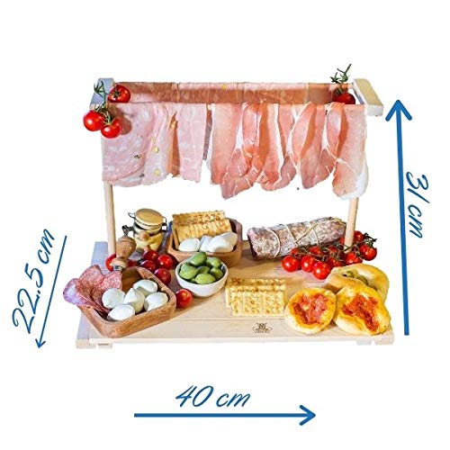 Tagliere Appendiprosciutto In Faggio - Per Aperitivi E Antipasti, 40x22.5x31cm, Made In Italy - Foto 10