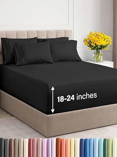 CGK Unlimited - Sábanas de bolsillo extra profundo - Juego de sábanas de 7 piezas - Sábanas de tamaño King divididas de bolsillo profundo - Sábanas