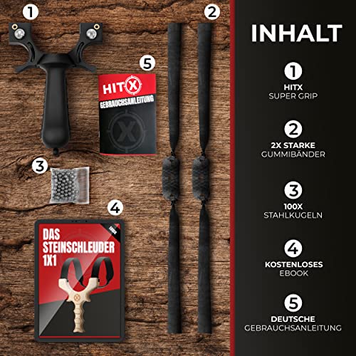 HITX® Zwille Steinschleuder Profi für Jagd | Super Grip Oberfläche | Slingshot Schleuder mit Gummiband Extra Stark… – Bild 7