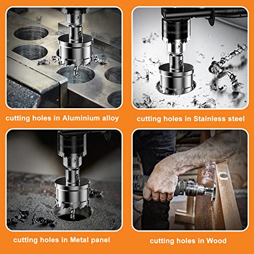 6 Pcs Tct Hole Saw Kit, Tungsten Carbide Tipped Hole Saws Heavy Duty For Stainless Steel Metal, Bit Size 3/4” 7/8” 1” 1-1/8” 1-3/8” 1-1/2”, With 6 Extra Pilot Drill Bits In Separate Storage Cases #TOP4