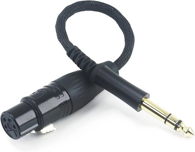 1/4" TRS 6.35mm Male to 4-pin XLR Balanced Female Headphone Audio Adapter Cable 6N OCC Copper Single Crystal Silver Plated Wires