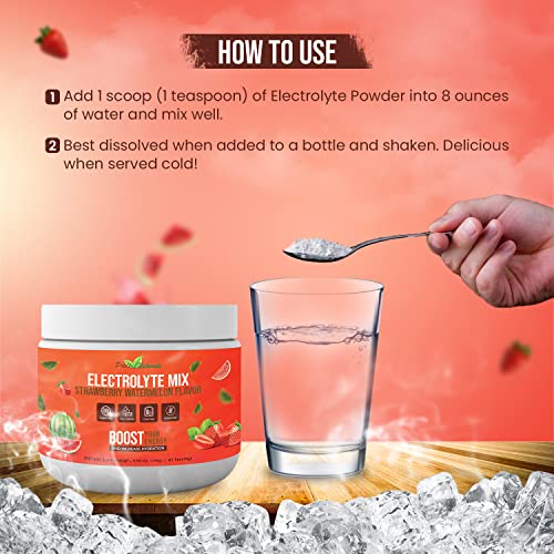 Electrolyte Powder - Refreshing Workout Recovery Electrolytes, Sugar Free, Gluten Free & Vegan, Pure Keto & Paleo Hydration Beverage, Immune Boosting Vitamins (198 Grams, Strawberry Watermelon) #TOP7