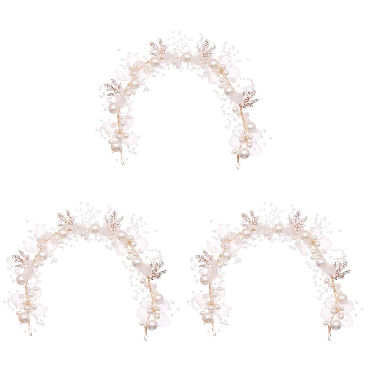 3 Piezas Banda De Pelo Nupcial Elegante Diadema De Tocado De Novia Cuentas De Diamantes De Imitación Para El Cabello Abalorios Mostacillas Niño Boda Cristal