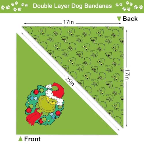 Bandanas natalinas para cães, pacote com 2, bandanas natalinas para meninos e meninas, tecido duráve
