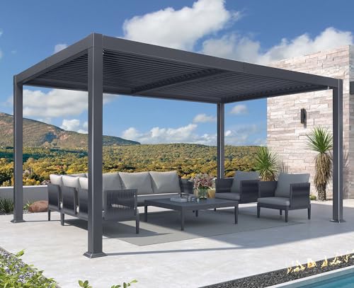 PURPLE LEAF Louvered Pergola 10' x 14' Outdoor Aluminum Pergola with Independent Adjustable Rainproof Hardtop Roof 70 mph High Wind Resistant Small Pergolas for Patio Deck Garden Yard - Image 2
