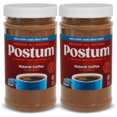 Postum Natural Coffee Flavor Coffee Substitute (2x8oz) Coffee Alternative Caffeine Free with Roasted Wheat Bran & Molasses | Natural, Non-GMO, Vegan Coffee Replacement Drink