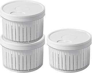 3pcs Onion Garlic Vegetable Storage Containers for Fridge, White Food Storage Boxes with Drain Tray, Sealed Produce Keeper for Kitchen Organization