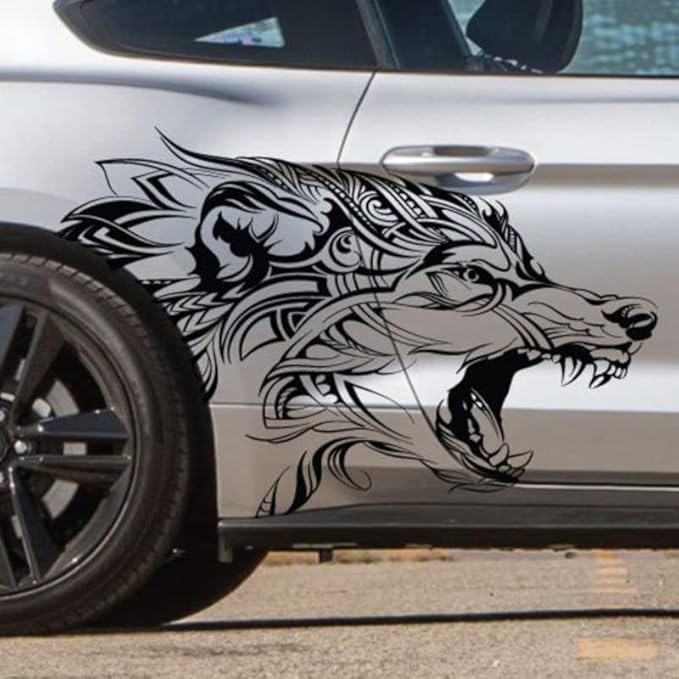 2pcs Angry Wolf Decal Set Includes Both Sides Coyote