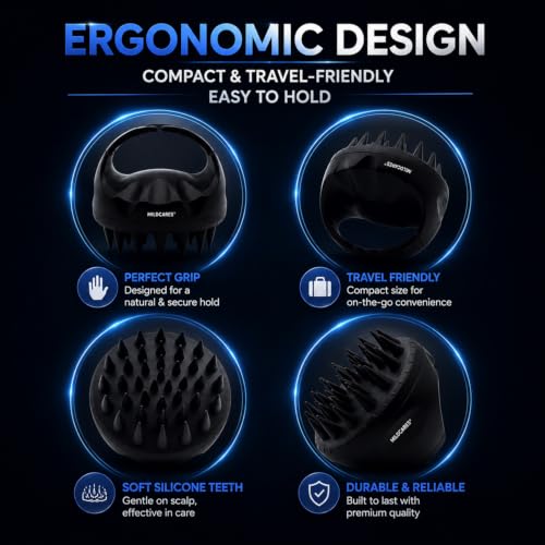 Image of MILDCARE Jumbo Scalp Massager Brush (Black) | Soft Silicone Shampoo Brush for Deep Scalp Cleaning, Gentle Exfoliation & Relaxing Head Massage | Hair Oil Massage & Dandruff Care | Wet & Dry Use Enhanced Hairwash | For Men & Women