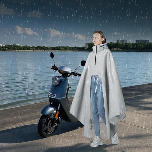 Capas de Chuva Adulto - Capa De Chuva Com Capuz Para Senhora,Impermeável Exterior com Gola Alta e Fe