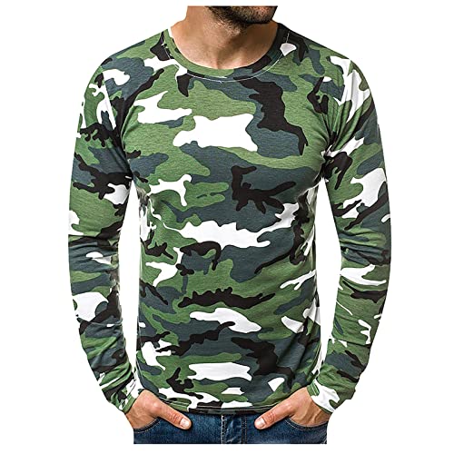 Wenkomg1 Camo Stitching T Shirt For Men Fashion Lightweight Tee Shirts Casual Baggy Printed Tops Outdoor Lightweight Pullover Short Sleeve Sports Spring/Summer Sweatshirt L0317(B-Green,3X-Large) #TOP16
