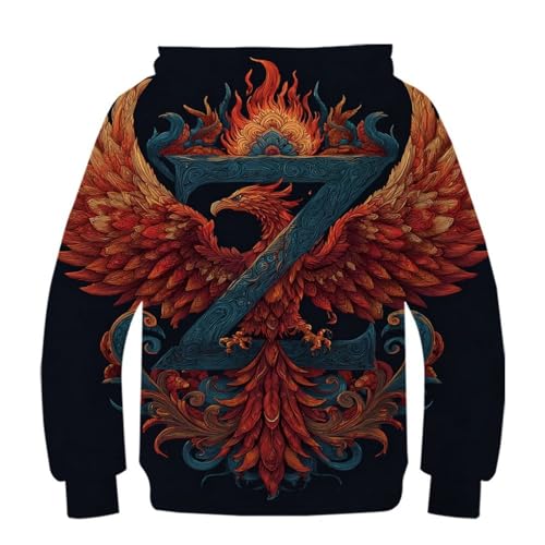 Sweat à capuche enfant coupe unisexe 12-14 ans imprimé Phoenix 3D - 3