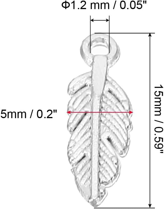 PATIKIL Feather Charm 100Pcs Mini Feather Pendant Metal Charm Bulk image 2