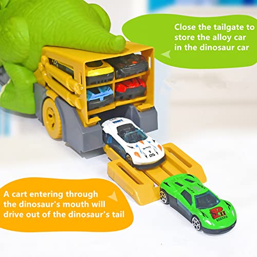 Johehe Dinosaur Transport Truck With 6 Metal Cars And Activity Play Mat, 8 In 1 Dinosaur Truck And Car Toys For Toddler Playset, Dino Carrier Truck Toys For 3+ Year Old Boys And Girls #TOP4