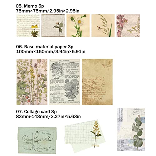 Pacote de adesivos de scrapbook - Kit de suprimentos de adesivo de diário vintage, papel de scrapboo