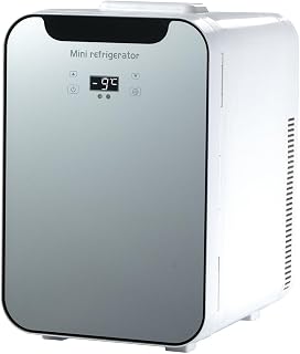 KASTWAVE Car Mini Fridge, 20L Portable Quiet Cooler & Warmer with Beauty Cosmetic Mirror, Digital Thermostat Display, Dual Core Cooling Fridge for Skincare Beauty, Truck, Picnic, Office, Travel, White