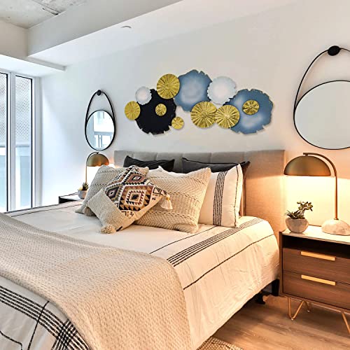 Ivane Metal Wall Art Coastal Decor In Room Centerpiece For Home And Hotel, Hanging Sculpture Decorations In Aesthetic For Entryway, Living Room, Bedroom, Blue, Black And Luxury Gold #TOP4